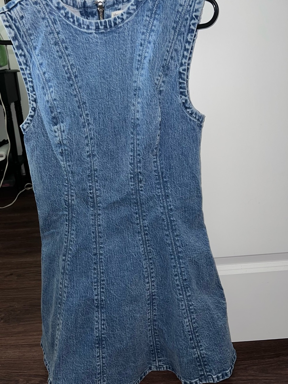 Abercrombie & Fitch A-Line Sleeveless Denim Mini Dress - Blue - Picture 4 of 9